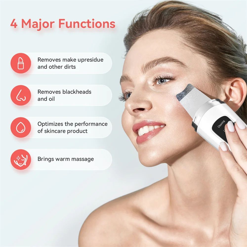 Ultrasonic Facial Skin Scraper Pore Cleaner Exfoliator and Blackhead Remover