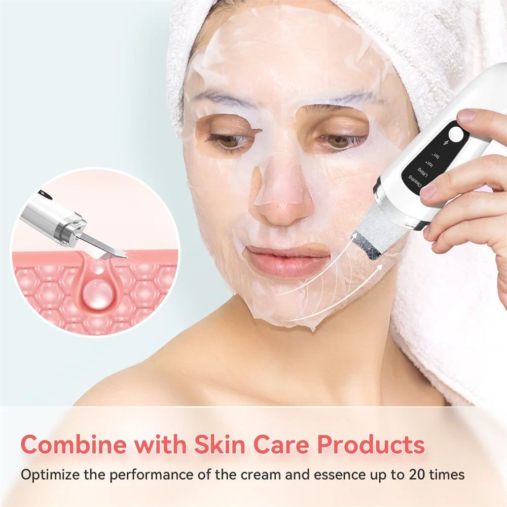 Ultrasonic Facial Skin Scraper Pore Cleaner Exfoliator and Blackhead Remover